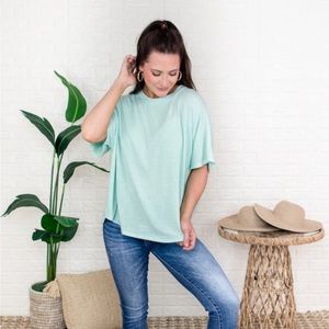 Mint colored oversized top
